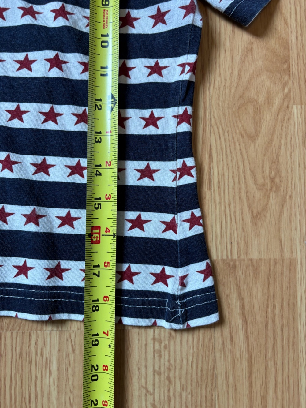 Vintage Americana Women’s Medium Cropped Short Sleeve Tee Striped Star Navy Red - Picture 11 of 15
